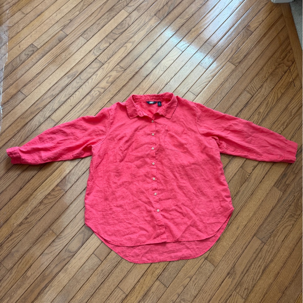 Lands’ End Pink Linen Shirt 2X